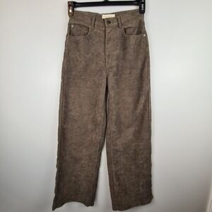 By‎ Together Women's Wide Corduroy Pants Small Brown High Waist Academia Casual